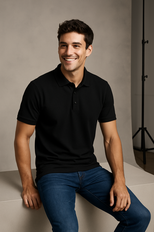 Premium Black Polo T-Shirt for Men – Classic Fit | Breathable Cotton | Everyday Essential | Divik Fashion