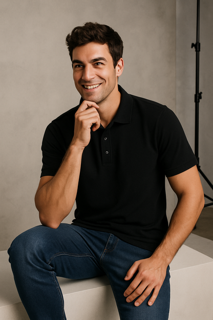 Premium Black Polo T-Shirt for Men – Classic Fit | Breathable Cotton | Everyday Essential | Divik Fashion